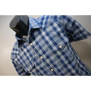 Lucky Brand Western Linen Shirt Classic Fit Short Sleeve Plaid Mens Size Medium